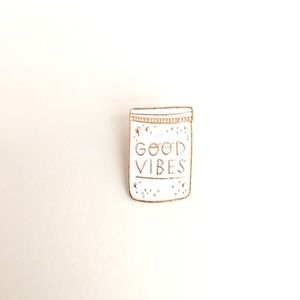 (2) Jar of Good Vibes Enamel Pin White Gold